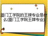 厦门工学院的王牌专业是什么(厦门工学院王牌专业)