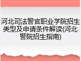 河北司法警官职业学院招生类型及申请条件解读(河北警院招生指南)