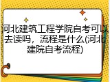 河北建筑工程学院自考可以去读吗，流程是什么(河北建院自考流程)