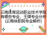 云南体育运动职业技术学院有哪些专业，王牌专业分析(云南体职院专业解析)