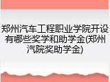 郑州汽车工程职业学院开设有哪些奖学和助学金(郑州汽院奖助学金)