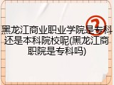 黑龙江商业职业学院是专科还是本科院校呢(黑龙江商职院是专科吗)
