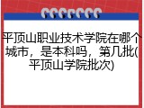 平顶山职业技术学院在哪个城市，是本科吗，第几批(平顶山学院批次)