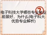 电子科技大学哪些专业就业前景好，为什么(电子科大优势专业解析)
