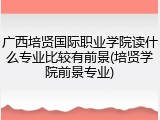 广西培贤国际职业学院读什么专业比较有前景(培贤学院前景专业)