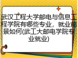 武汉工程大学邮电与信息工程学院有哪些专业，就业前景如何(武工大邮电学院专业就业)
