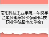 南阳科技职业学院一年奖学金最多能拿多少(南阳科技职业学院最高奖学金)