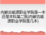 内蒙古能源职业学院是一本还是本科第二批(内蒙古能源职业学院是几本)