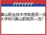 黄山职业技术学院是双一流大学吗?(黄山职院双一流？)