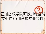 四川音乐学院可以进校后转专业吗？(川音转专业条件)