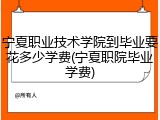 宁夏职业技术学院到毕业要花多少学费(宁夏职院毕业学费)