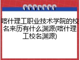 喀什理工职业技术学院的校名来历有什么渊源(喀什理工校名渊源)