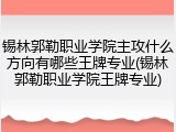 锡林郭勒职业学院主攻什么方向有哪些王牌专业(锡林郭勒职业学院王牌专业)