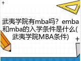武夷学院有mba吗？emba和mba的入学条件是什么(武夷学院MBA条件)