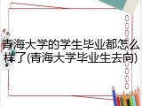 青海大学的学生毕业都怎么样了(青海大学毕业生去向)
