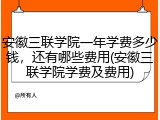 安徽三联学院一年学费多少钱，还有哪些费用(安徽三联学院学费及费用)