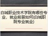 白城职业技术学院有哪些专业，就业前景如何(白城职院专业就业)