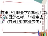 甘肃卫生职业学院毕业后就业前景怎么样，毕业生去向(甘肃卫院就业去向)