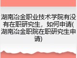 湖南冶金职业技术学院有没有在职研究生，如何申请(湖南冶金职院在职研究生申请)