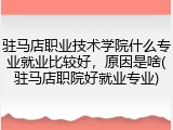 驻马店职业技术学院什么专业就业比较好，原因是啥(驻马店职院好就业专业)