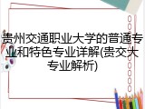 贵州交通职业大学的普通专业和特色专业详解(贵交大专业解析)