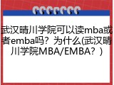武汉晴川学院可以读mba或者emba吗？为什么(武汉晴川学院MBA/EMBA？)