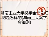 湖南工业大学奖学金评定细则是怎样的(湖南工大奖学金细则)
