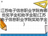江苏电子信息职业学院有哪些奖学金和助学金呢(江苏电子信息职业学院奖助学金)