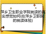 萍乡卫生职业学院就读的真实感觉如何(在萍乡卫职院的就读体验)