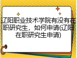 辽阳职业技术学院有没有在职研究生，如何申请(辽阳在职研究生申请)