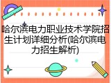哈尔滨电力职业技术学院招生计划详细分析(哈尔滨电力招生解析)