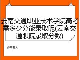 云南交通职业技术学院高考需多少分能录取呢(云南交通职院录取分数)