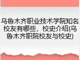 乌鲁木齐职业技术学院知名校友有哪些，校史介绍(乌鲁木齐职院校友与校史)
