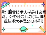 深圳职业技术大学是什么级别，公办还是民办(深圳职业技术大学是公办本科)