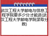 武汉工程大学邮电与信息工程学院要多少分才能进(武汉工程大学邮电学院录取分数)