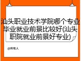 汕头职业技术学院哪个专业毕业就业前景比较好(汕头职院就业前景好专业)