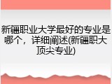 新疆职业大学最好的专业是哪个，详细阐述(新疆职大顶尖专业)