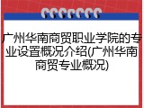 广州华南商贸职业学院的专业设置概况介绍(广州华南商贸专业概况)