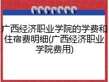 广西经济职业学院的学费和住宿费明细(广西经济职业学院费用)