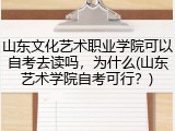 山东文化艺术职业学院可以自考去读吗，为什么(山东艺术学院自考可行？)