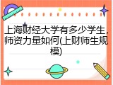 上海财经大学有多少学生，师资力量如何(上财师生规模)