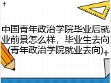 中国青年政治学院毕业后就业前景怎么样，毕业生去向(青年政治学院就业去向)