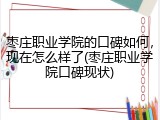 枣庄职业学院的口碑如何，现在怎么样了(枣庄职业学院口碑现状)