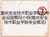 重庆安全技术职业学院的专业设置概况介绍(重庆安全技术职业学院专业概览)