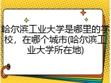 哈尔滨工业大学是哪里的学校，在哪个城市(哈尔滨工业大学所在地)