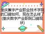 重庆数字产业职业技术学院的口碑如何，现在怎么样了(重庆数字产业职院口碑现状)