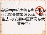 安徽中医药高等专科学校毕业后就业前景怎么样，毕业生去向(安徽中医药高专就业去向)