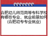 合肥幼儿师范高等专科学校有哪些专业，就业前景如何(合肥幼专专业就业)