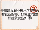 贵州建设职业技术学院有没有就业指导，好就业吗(贵州建院就业如何)