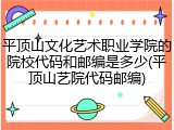 平顶山文化艺术职业学院的院校代码和邮编是多少(平顶山艺院代码邮编)